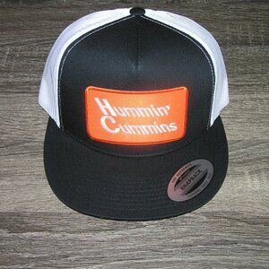 Hummin' Cummins Patch on Trucker Hat Yupoong Classic 6006 Snapback Black/White